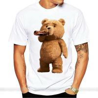 Summer Fashion Men T Shirts Print Lovely Ted Bear Drink Beer Poster Tops Summer Clothing Streetwear Cotton Men Short Sleeve Tees