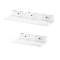 594C Acrylic Bathroom Shelves 1Pack Clear Shower Floating Shelf w/ Hooks No Drilling