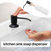 300Ml Kitchen Sink Hand Soap Dispenser Plastic Bottle, Liquid Under Brushed Nickel Head,for Bathroom and Kitchen-Black