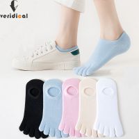 【YD】 5 Pairs Invisible Toe Socks Woman Cotton Thin Soft Shallow Mouth Breathable Deodorant No Show