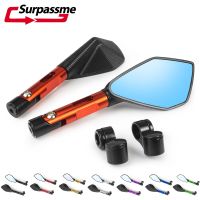 ❒◑❀ Universal Motorcycle Rearview Mirrors CNC Aluminum Blue Lens Anti-glare Side Mirrors Handlebar End Mirror Rear View Accessories