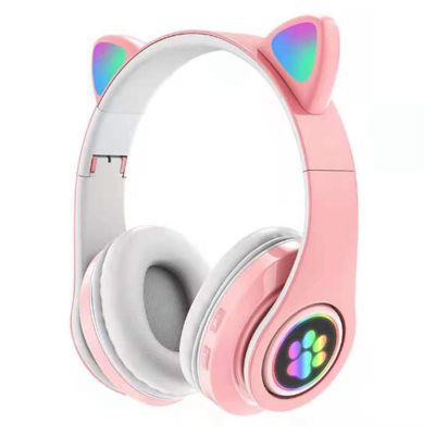 1 Piece B39 Cute Ears Gaming Headphones Bluetooth-Compatible Wireless Headset Stereo Music Foldable Headset with Mic (Black)