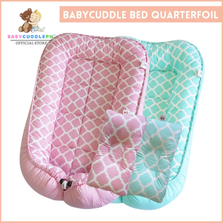 Babycuddleph Quarterfoil Bed and Head Pillow/ Baby nest/ Travel bed