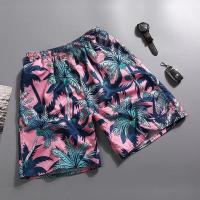 2023 New Original Beachwear Mens Large Quick Drying Loose Thin Five Cent Mens Shorts Sports Casual Floral Pants Popular Pink Coconut Tree