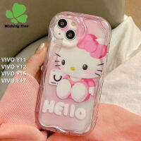 เคสโทรศัพท์เนื้อนิ่มลายเฮลโลคิตตี้น่ารักสำหรับ Y15 Y12 Y17 VIVO Y11 1901 1902 1904 1906แฟชั่นใหม่เคสรูปการ์ตูน3D ลวดลายหยักขอบเคสด้านหลังป้องกันสำหรับเด็กผู้หญิงสุดน่ารัก