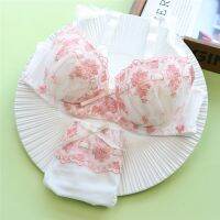 top●Japanese-style Sweet Thin GIRLS Underwear Embroidered Sexy Lace Comfortable Large Bust Students Bra Set ABCDE Cup