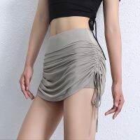 [COD] short womens loose anti-light yoga quick-drying running training high waist drawstring dance fitness summer