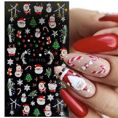 Stiker Kuku Motif Hati Merah Snowflake Santa Claus Natal 5D Untuk Dekorasi Nail Art 5211059❖●☾