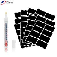 DISSO 96pcs/set บ้าน เครื่องเทศ ขวดแยม สติ๊กเกอร์ฉลาก ป้ายกระดานดำ ปากกามาร์กเกอร์ แท็กขวด