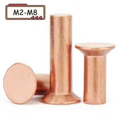 200/100/50/20/10/5/2PCS M2 M2.5 M3 M4 M5 M6 M8 DIN661 GB869 Countersunk Head Solid Red Copper Rivet Knock Rivet Flat Cone Head