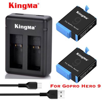 KingMa GoPro Hero 12 11 10 9 Battery + Dual Charger For Gopro 9 / 10 / 11 / 12 และแท่นชาร์จ ยี่ห้อ KingMa battery Charger