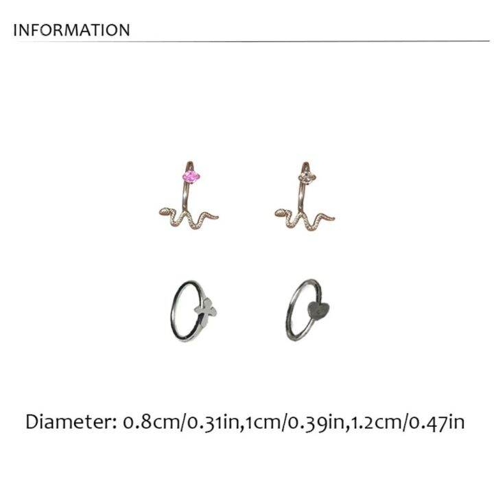 lygjzc-เงินสีเงิน-สีชมพูอมชมพู-y2k-อุปกรณ์เสริมริมฝีปาก-เหล็กไททาเนียม-เครื่องประดับร่างกาย-เล็บริมฝีปากหัวใจ-เล็บริมฝีปากไขว้-แหวนริมฝีปากงู-เครื่องประดับเจาะคริสตัล