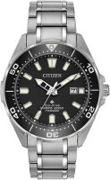 Citizen Eco-Drive Promaster Diver Mens Watch Silver Bracelet, Black Dial