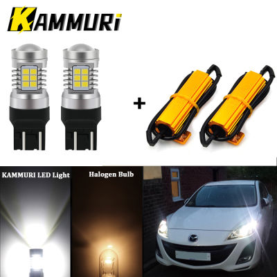 KAMMURI 2pcs No Error White T20 W215W 7443 LED Bulbs For Fiat 500 2009 - 2016 LED DRL Lights Daytime Running Lights 1200LM