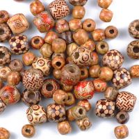 ♦❧☂ 10 100pcs Painted Wooden Beads Spacer Round Big Hole Wood Beads For Jewelry Making Fit Charm Bracelet DIY Findings 9x10/16x17mm