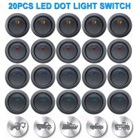 ♚ 20x High Quality Car Pushbutton Switch ON/OFF Round Rocker Switch LED Car Dashboard Dash Boat 12V Waterproof Cap