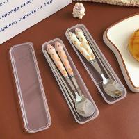 Tableware Cutlery Set Ceramic Material Stainless Steel Material Fork Catering Supplies Boxed For Easy Storage Pink Spoon White Serving Utensils