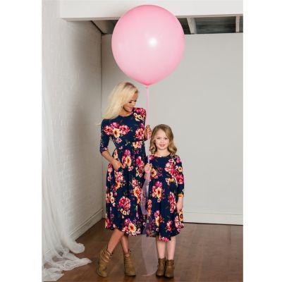 【YF】 Mother Daughter Dresses Floral Family Clothes Parent Child Dress Matching Outfits Baby Girl Party