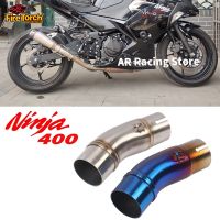 Motorcycle Exhaust Pipe Escape Muffler System Middle Link Pipe 51mm Slip On For Kawasaki Ninja 400 Ninja400 EX400 Z400 2017-2023