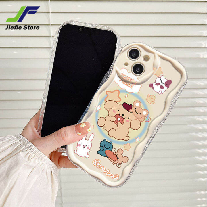 เคสการ์ตูนรูปสุนัขน่ารักดีไซน์ใหม่-jiefie-สำหรับ-oppo-reno-4-reno-4-pro-reno-5-reno-6-reno-8-reno-7-reno-8t-ครีมขอบคลื่น-tpu