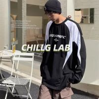 ❃✆ CHILLG LAB เสื้อสเวตเตอร์สวมหัวบล็อกสีผู้ชายปี 2023 ฤดูใบไม้ผลิและฤดูใบไม้ร่วงแบรนด์อินเทรนด์คอกลมสไตล์ขี้เกียจหลวมท็อปส์ซูสำหรับคู่รัก