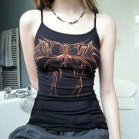 Modelhouses # ผีเสื้อฤดูร้อนผู้หญิงกราฟิก T เสื้อน่ารัก Kawaii เสื้อแขนกุด Camisole Gothic เสื้อผ้า Y2k E สาว Punk สไตล์ Camis