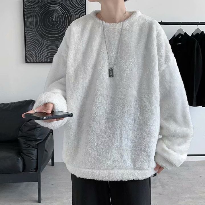 woma-เสื้อกันหนาวผู้ชายขนแกะสไตล์เกาหลีเสื้อแฟชั่นอบอุ่นและสะดวกสบาย