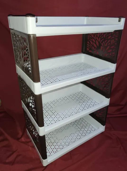Elegant White Multi purpose rack 4 layers with 4 wheels 11.5x19.5x30 ...