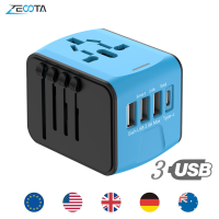 Travel Adapter Universal Power Plug UK EU AU US Sockets International 3 USB Port One Type-C Wall Charger สำหรับอะแดปเตอร์ทั่วโลก