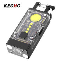 KECHc LED พลังงานสูงพวงกุญแจไฟฉายสว่างมากพลังงานแสงอาทิตย์ชาร์จแสงแฟลชพวงกุญแจห้อยกระเป๋าขนาดเล็กที่มีแม่เหล็กแรง