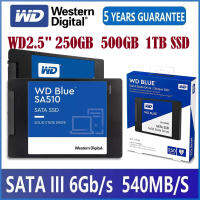 【จัดส่งในพื้นที่】Western Digital อุปกรณ์เสริมคอมพิวเตอร์ 250GB,500GB SSD (เอสเอสดี) WD BLUE SATA (WDS500G2B0A) 3D NANDประกัน 3 ปี แล็ปท็อ