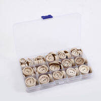 150Pcs Multi-Size Natural Color 2 Hole Wooden Buttons Handmade Sewing Accessories Buttons Decoration Button For Clothes+1box