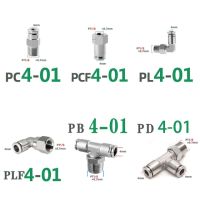 ตัวเชื่อมแบบด่วนนิวเมติก304สแตนเลส Pc Pcf Pl ท่อหลอดลมปิดผนึกแบบเรียวภายในและภายนอกเกลียว Pt1 8 1/4 3/8 1/2