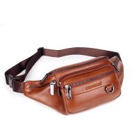 【YF】 Genuine Leather Waist Bag Men Fanny Pack Belt Chain Phone Pouch Male Casual Chest Coin Purse Wallets Messenger Bags