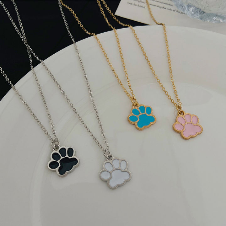 niche-accessories-drip-oil-cartoon-hip-hop-cat-paw-pendant-originality-fashion-necklace-lovely