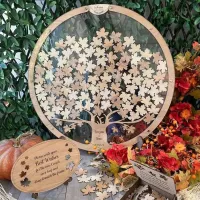 Wooden Message Drop Box with 60/80pcs Maple Leaves Reception Site Sign-in Box DIY Souvenirs Ornaments for Wedding