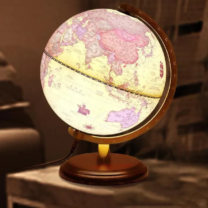 Retro LED World Earth Globe Map 360 Degree Rotating World Geography Map ...