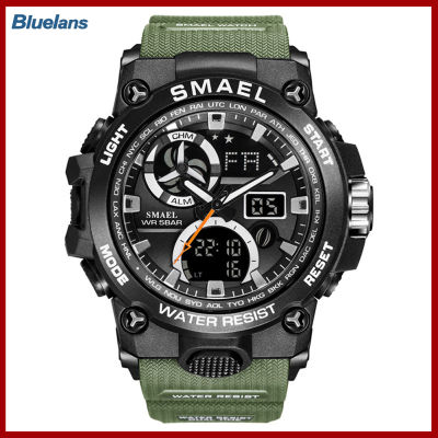 Bluelans®นาฬิกาข้อมือ SMAEL 8011ชายนาฬิกาปลุกแบล็คไลท์กีฬา Analog ควอตซ์ข้อมือดิจิตอลนาฬิกา
