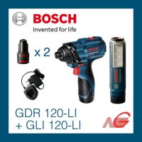 YI ชุดเครื่องมือช่าง ไขควง/ประแจกระแทกไร้สาย BOSCH GDR 120-LI Professional + ไฟฉาย GLI 120-LI ประแจ  ไขควง