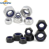 2/5/25pcs M2 M2.5 M3 M4 M5 M6 M8 M10 M12 M16 304 Stainless Steel Black Hex Nylon Insert Lock Nut Self-locking Nylock Nut Locknut