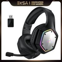 EKSA 2.4GHz หูฟังไร้สาย E1000 WT 7.1 Surround ชุดหูฟังสำหรับเล่นเกมแบบมีสาย Gamer พร้อม ENC Mic Latency ต่ำสำหรับ PC /PS4/PS5/Xbox-JSKB MALL