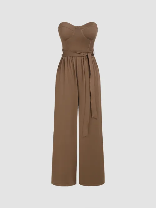 Cider Solid Corset Strapless Jumpsuit Lazada PH