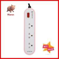 รางปลั๊กไฟ 3 ช่อง 1 สวิตช์ ELECKTA ET3146-3PK 3 เมตร สีชมพูPOWER STRIP ELECKTA ET3146-3PK 3-OUTLET 1-SWITCH 3M PINK **จัดส่งด่วนทั่วประเทศ**