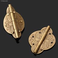 ☁✘ 2Pcs Brass Hinges Wooden Jewelry Box Cabinet Cupboard Door Embossed Decorative Hinge Retro Vintage Chinese Furniture Hardware