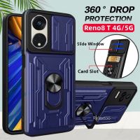 เคส Oppo Reno 8 T 5G สำหรับ Oppo Reno 8 T 8 T 8 T Reno8T 4G 5G CPH2481 CPH2505เกราะกันกระแทกห่วงโลหะช่องสำหรับใส่การ์ดเลนส์กล้องถ่ายรูปสไลด์ปกป้องตัวยึดเคสตั้งโทรศัพท์ฝาหลัง