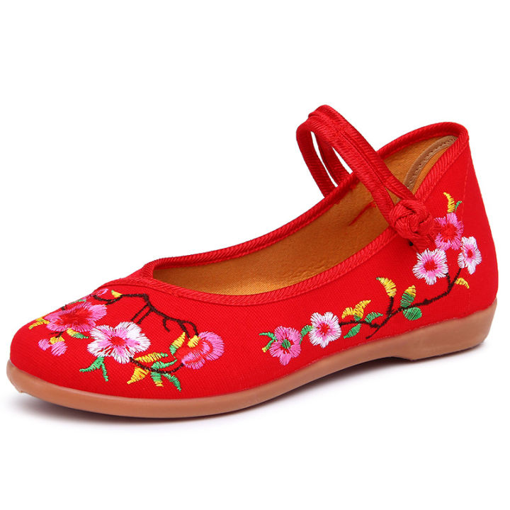 hot-ขายส่งสุภาพสตรีรองเท้าผ้าปักกิ่งเก่ารองเท้าผู้หญิงรองเท้าปัก-hanfu-รองเท้าชั้นเดียวส้นแบนรองเท้าแม่วัยกลางคนและผู้สูงอายุ