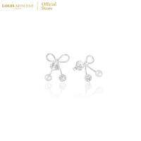 Louis Montini (Jewelry) Sterling Silver 925 Earrings ต่างหูเงินแท้ 92.5% ต่างหูผู้หญิง รูปโบว์ไข่มุก LJER36