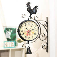 Outdoor Garden Wall Station Clock Double Sided Vintage Retro Home Decor Outdoor Wall Station Clock Sided