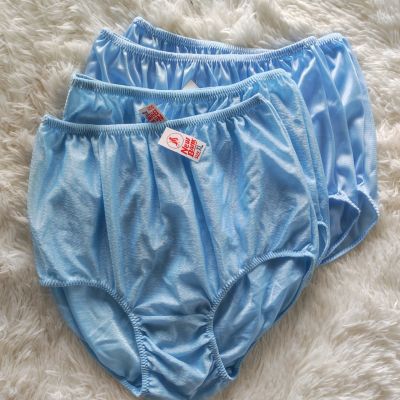กางเกงในผู้หญิงไซส์ใหญ่ เต็มตัว XL สีฟ้า แพ็ค4ตัว ผ้าไนล่อน ราคาโรงงาน  เอว 36-42 นิ้ว แห้งเร็ว  Underwear Nylon Full briefs