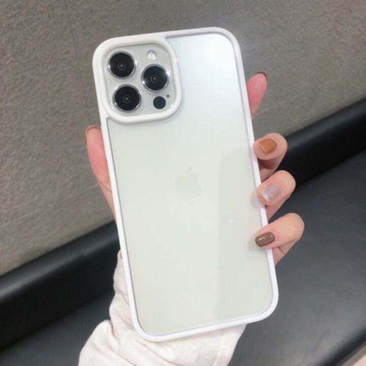 เคสโทรศัพท์แบบใสบั๊มเปอร์หลากสีกันกระแทกสำหรับ-iphone-14-pro-max-ใช้ได้กับรุ่น13-12-11-xr-x-xs-6s-8-7-plus-se-2020ฝาปิดอะคริลิคนิ่มโปร่งใส